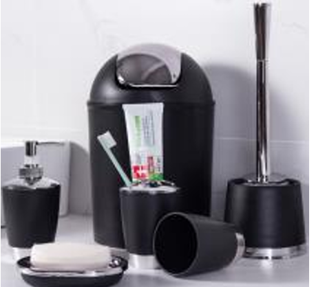 SET DE BAÑO NEGRO PLATEADO